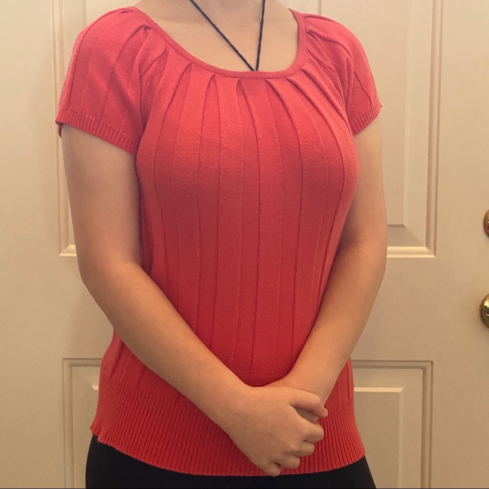 Pleated Salmon Sweater Shirt